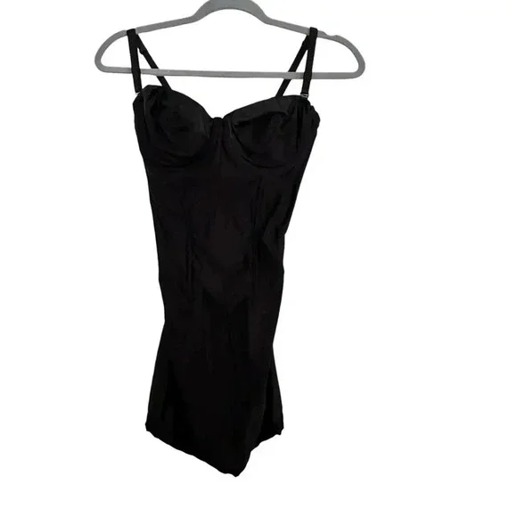 Victoria's Secret Black Stretch Satin slip shapewear Size 36C - Picture 1 of 6
